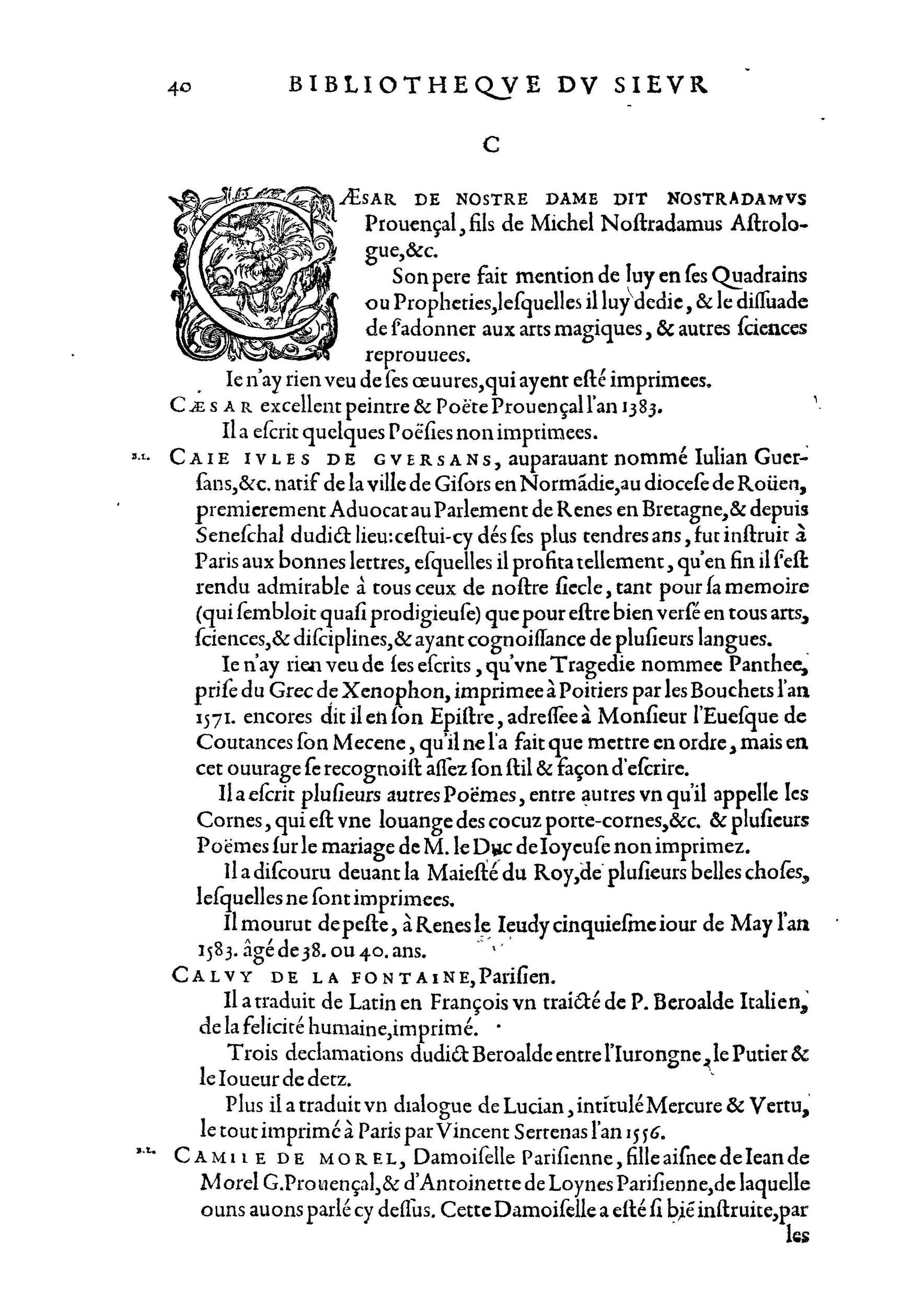 1584 - Abel L&#039;Angelier - Bibliothèques françaises - BnF