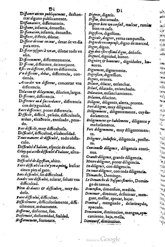 1621 - Adrian Tiffaine - Trésor des deux langues espagnole et française - BM Lyon