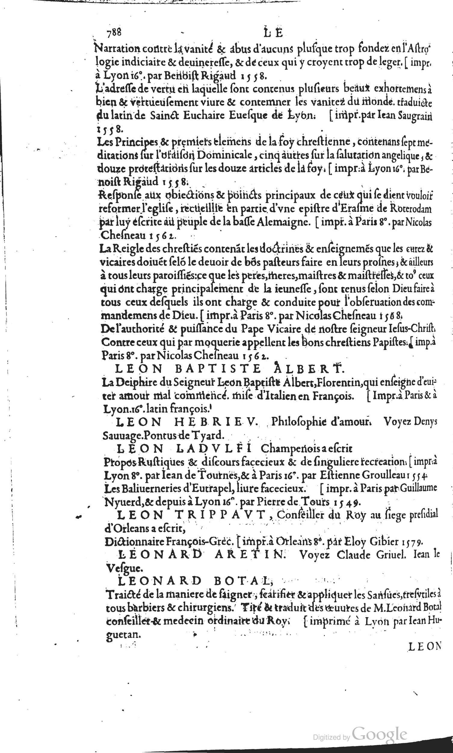 1585 - Barthélemy Honorat - Bibliothèques françaises - BSB Munich