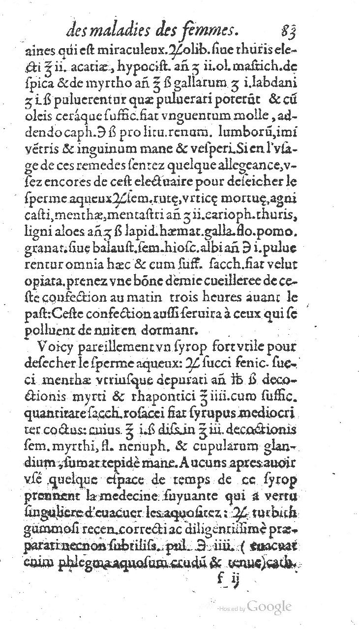 1585 - Jacques du Puis - Trésor des remèdes secrets pour les maladies des femmes - BnF