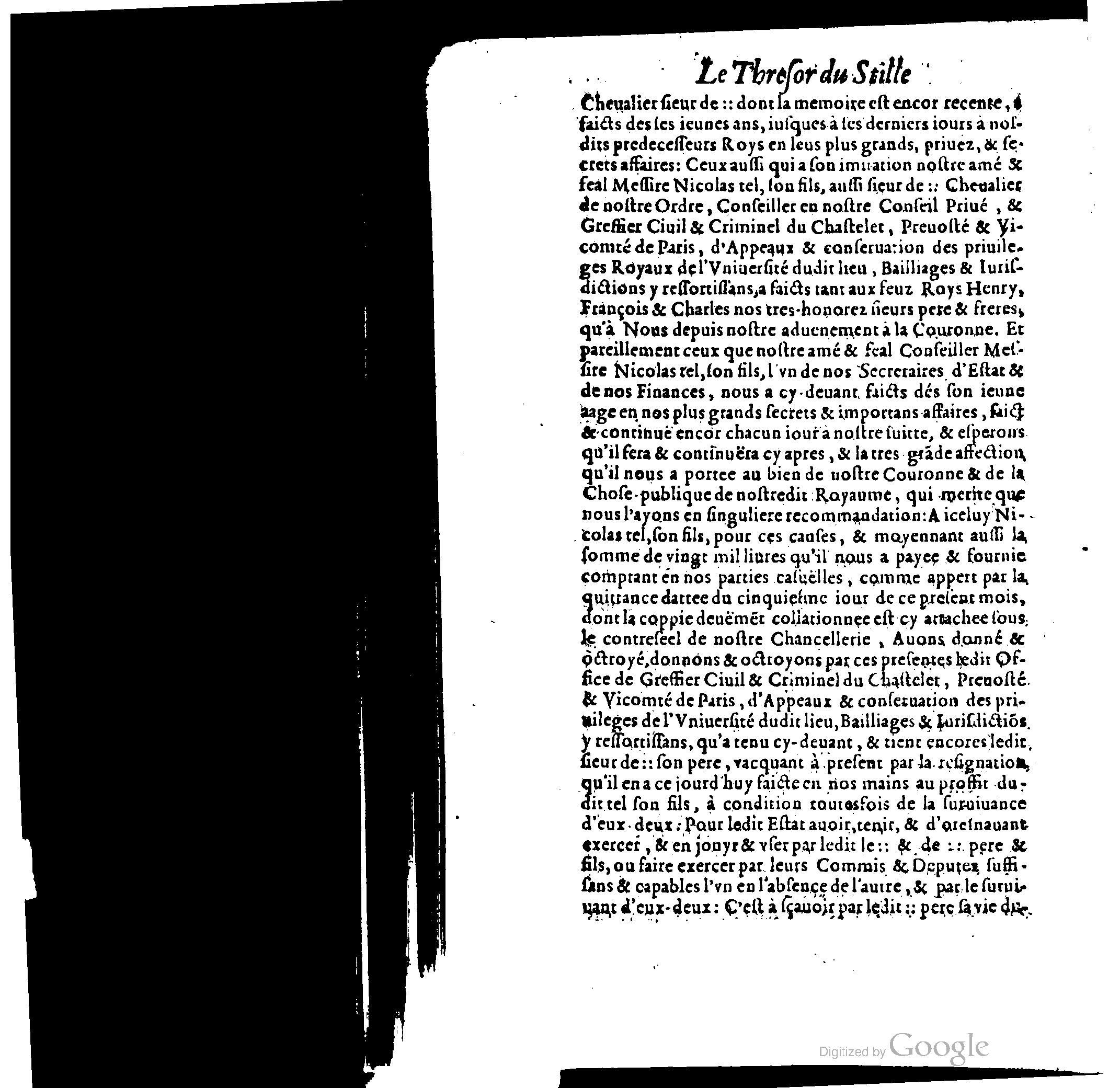 1614 - Jean Richer - Trésor du nouveau style et protocole de la chancellerie de France - BSB Munich