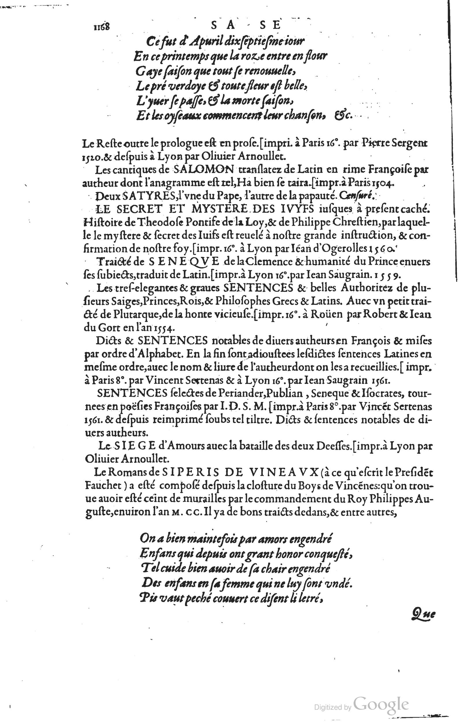 1585 - Barthélemy Honorat - Bibliothèques françaises - BSB Munich