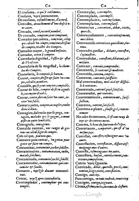 1616 - Veuve Marc Orry - Trésor des deux langues espagnole et française (Première et Seconde parties) - BM Lyon