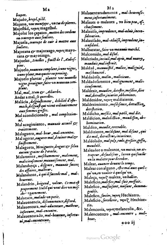 1621 - Adrian Tiffaine - Trésor des deux langues espagnole et française - BM Lyon