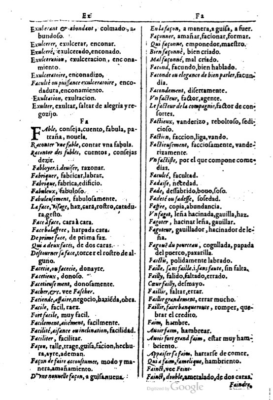 1616 - Veuve Marc Orry - Trésor des deux langues espagnole et française (Première et Seconde parties) - BM Lyon