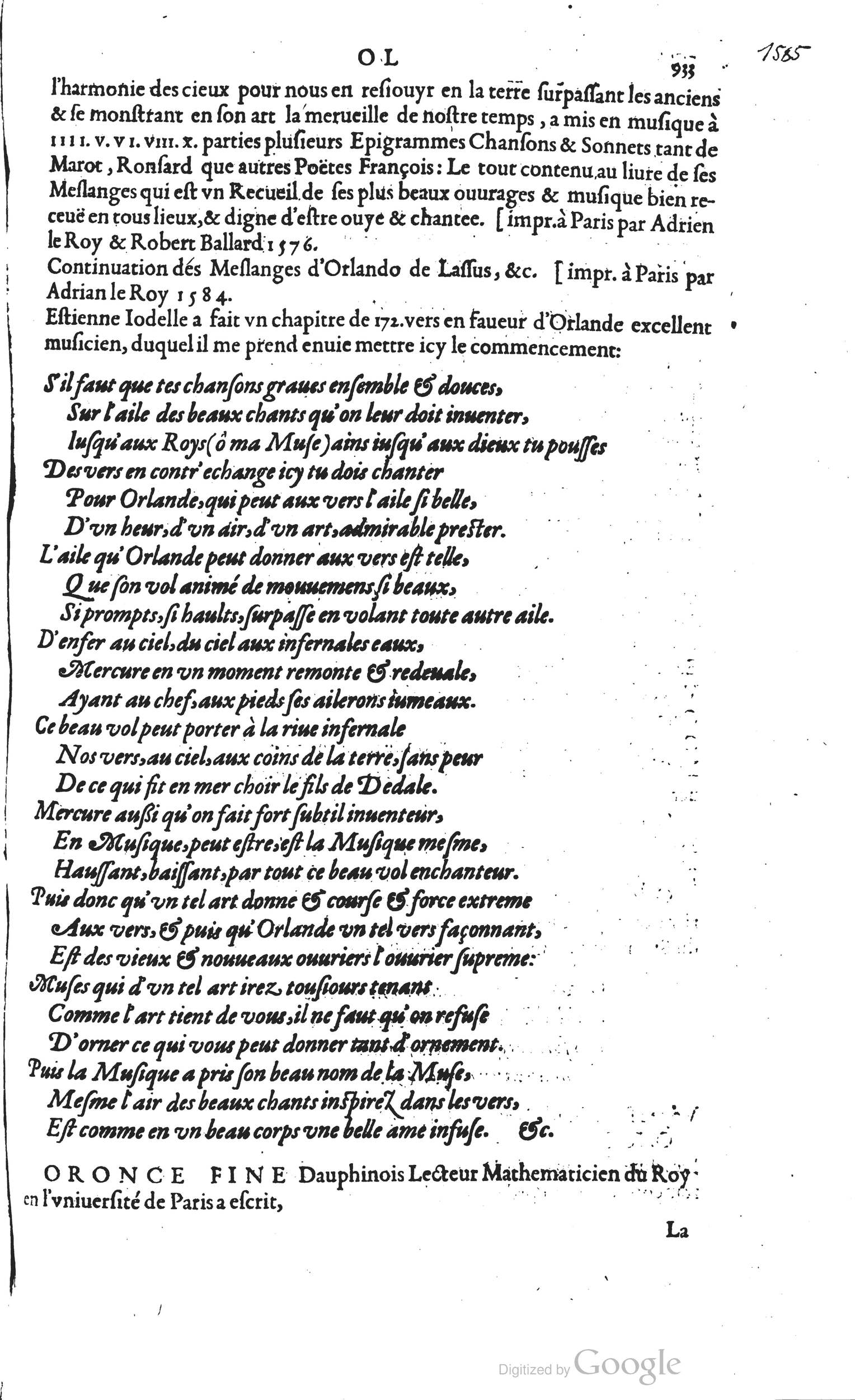 1585 - Barthélemy Honorat - Bibliothèques françaises - BSB Munich