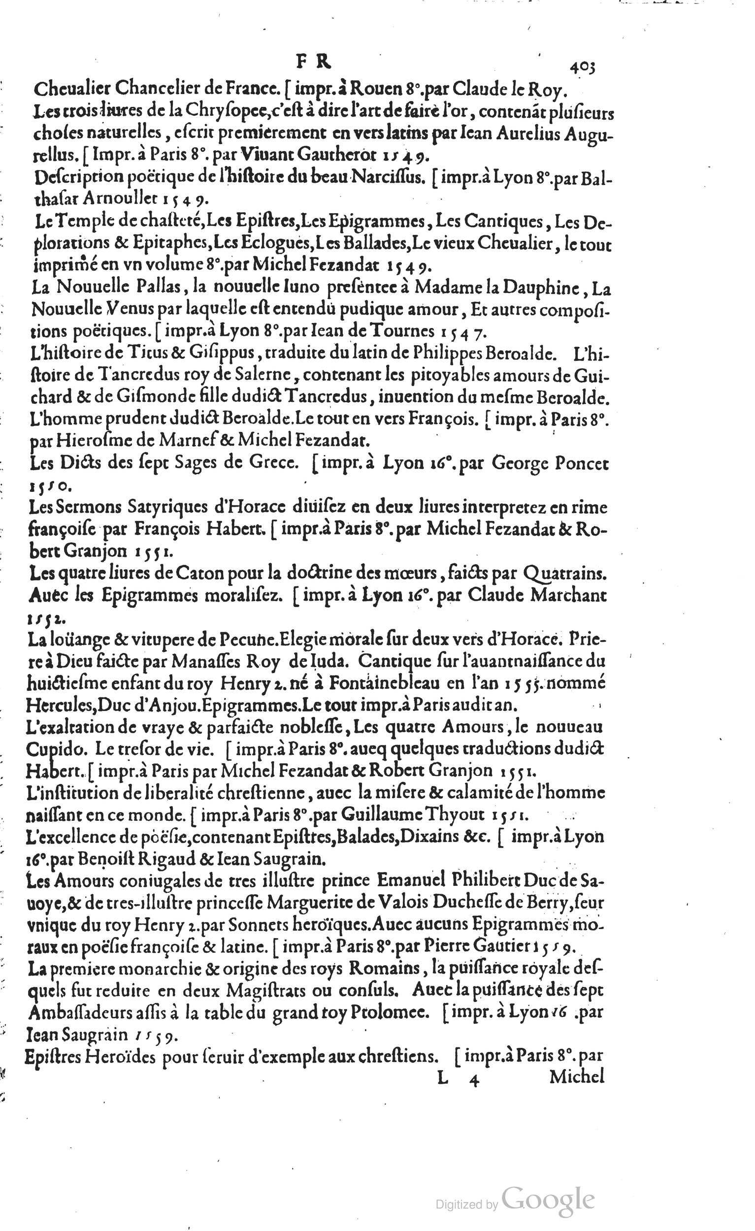 1585 - Barthélemy Honorat - Bibliothèques françaises - BSB Munich