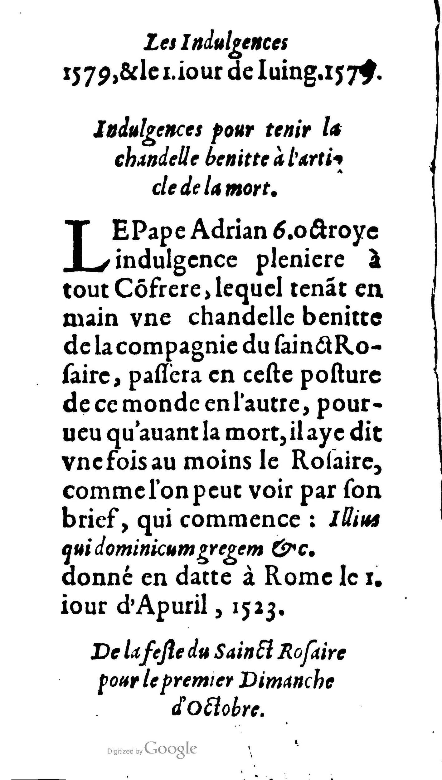 1604 - Jean Le Bouc - Trésor des indulgences du Saint Rosaire - BM Lyon 1604 - Jean Le Bouc - Trésor des indulgences du Saint Rosaire - BM Lyon