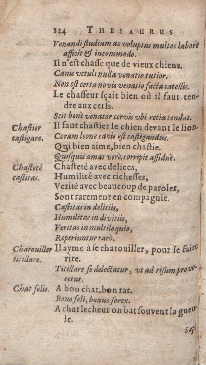 1612 - Dominicus Custos - Trésor des proverbes français  - Bibliopol-Olomuc