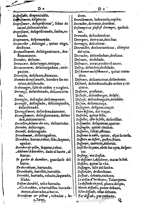 1616 - Veuve Marc Orry - Trésor des deux langues espagnole et française (Première et Seconde parties) - BM Lyon