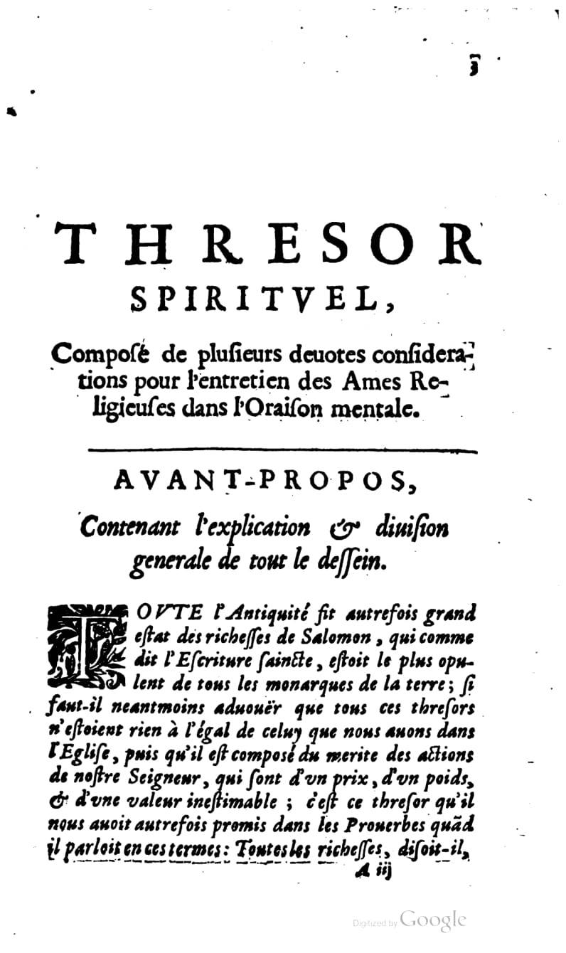 1637 - s.n. - Trésor spirituel des âmes religieuses - BM Lyon