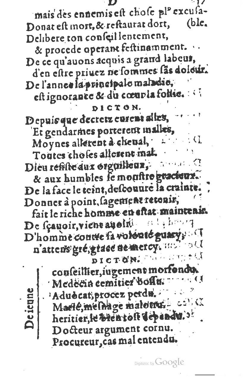 1581 - Nicolas Bonfons  - Trésor des sentences dorées - Princeton