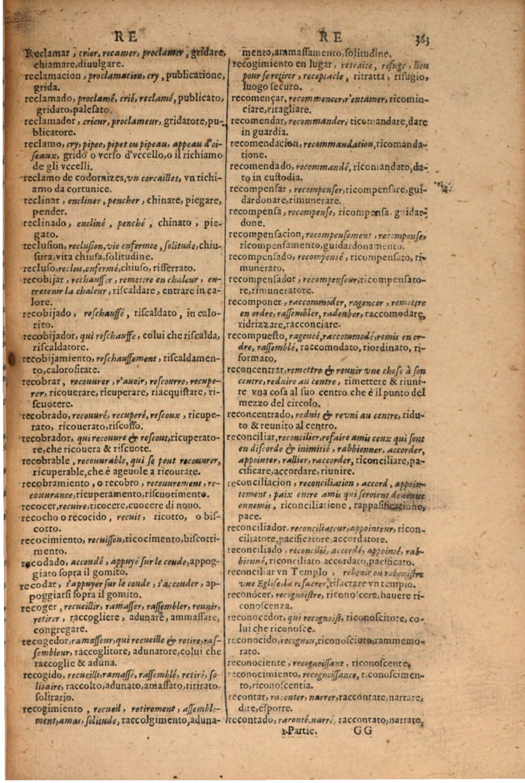 1606 - Samuel Crespin - Thresor des trois langues, francoise, italiene et espagnolle - BSB Munich