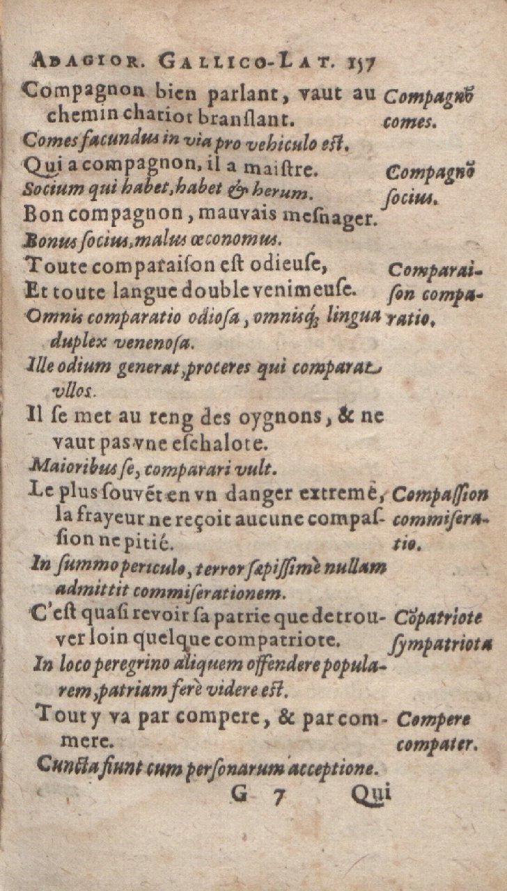 1612 - Dominicus Custos - Trésor des proverbes français  - Bibliopol-Olomuc