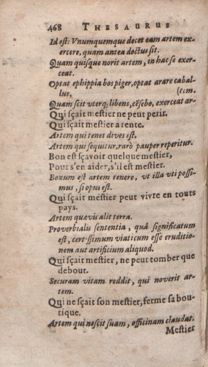 1612 - Dominicus Custos - Trésor des proverbes français  - Bibliopol-Olomuc