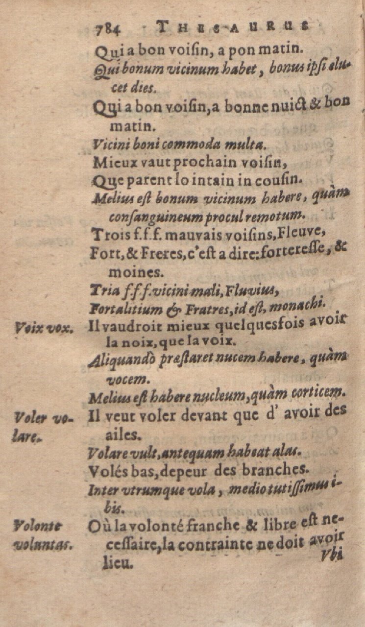 1612 - Dominicus Custos - Trésor des proverbes français  - Bibliopol-Olomuc