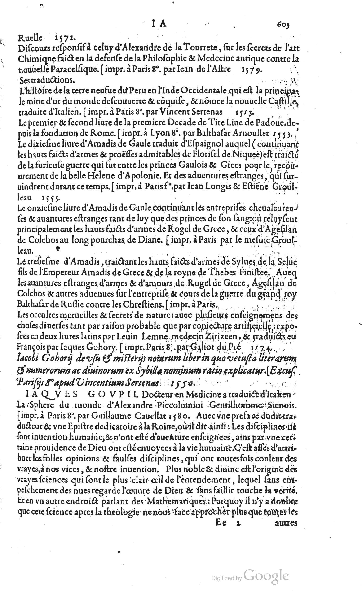 1585 - Barthélemy Honorat - Bibliothèques françaises - BSB Munich