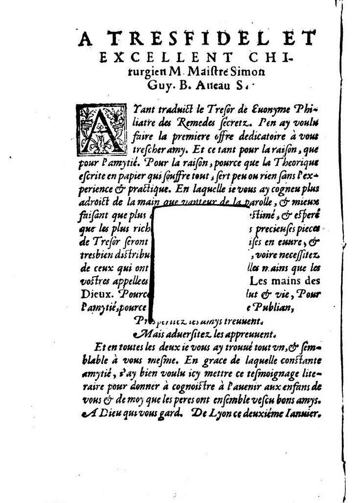 1559 - Veuve Balthazar Arnoullet et Antoine Vincent - Trésor d’Évonyme Philiatre - BM Lyon