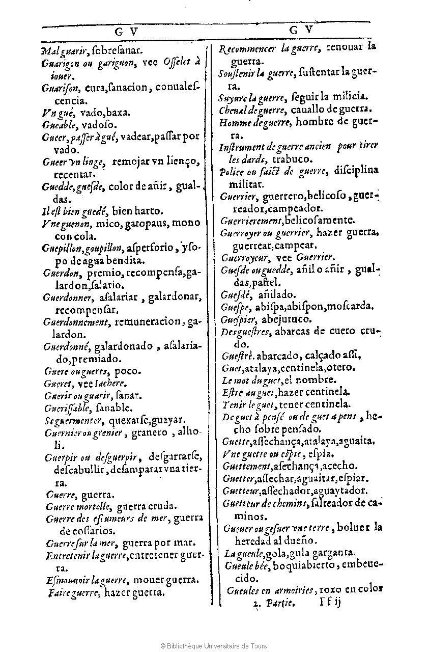 1607 - Marc Orry - Trésor des deux langues espagnole et française (Première et Seconde parties) - BU Tours