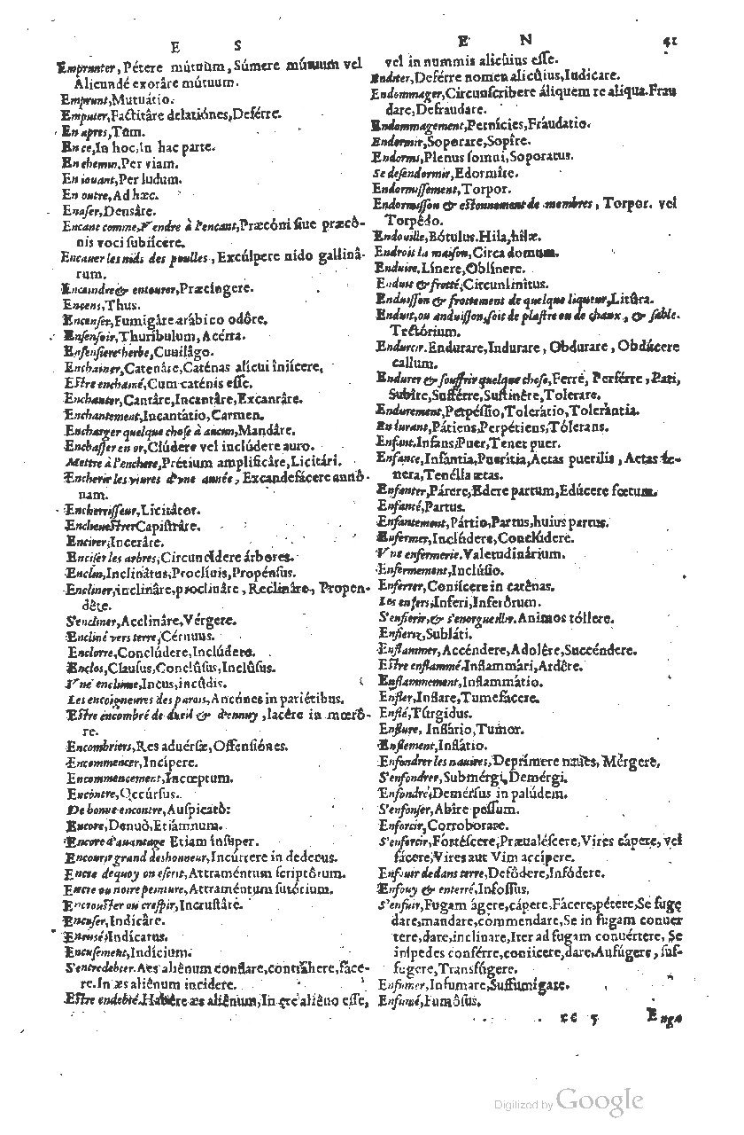 1585 - Simphorianum Beraud et Stephanum Michaëlem - Trésor des mots et traits français - Barcelone