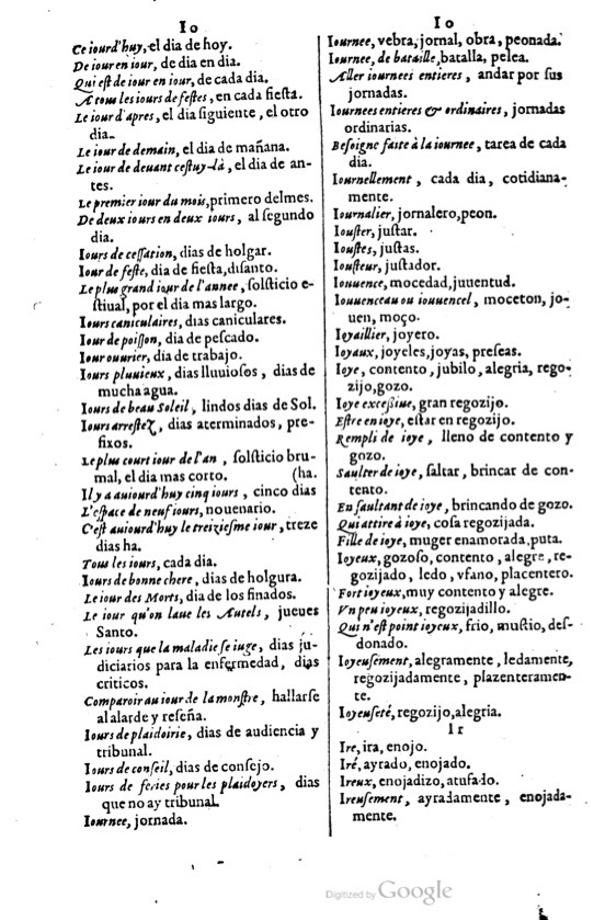 1621 - Adrian Tiffaine - Trésor des deux langues espagnole et française - BM Lyon