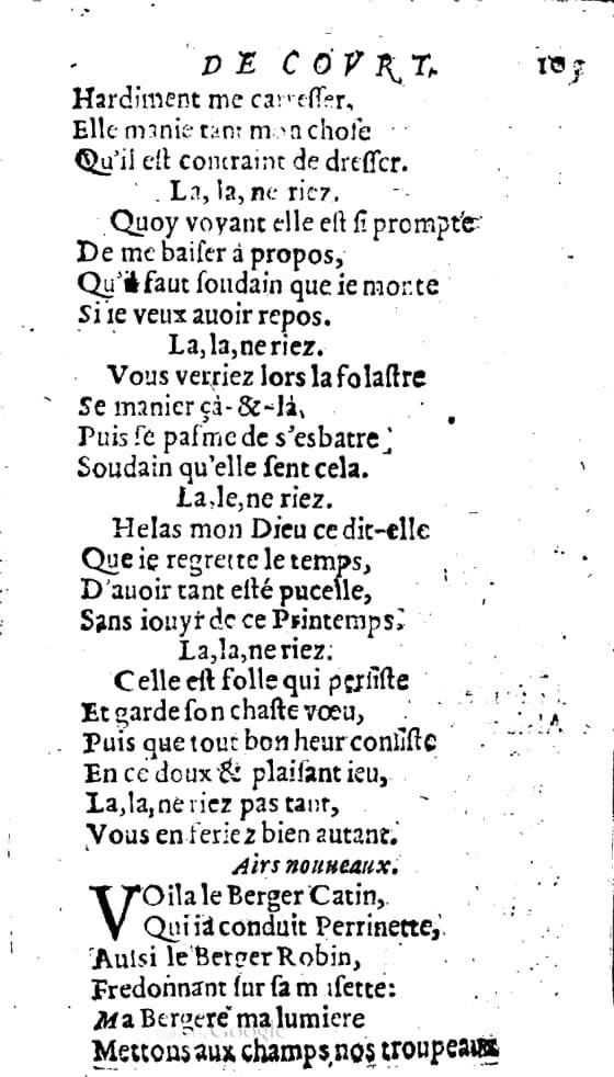 1606 - Théodore Reinsart - Trésor des chansons amoureuses recueillies des plus excellents airs de cour - Livre I - NK ČR Prague