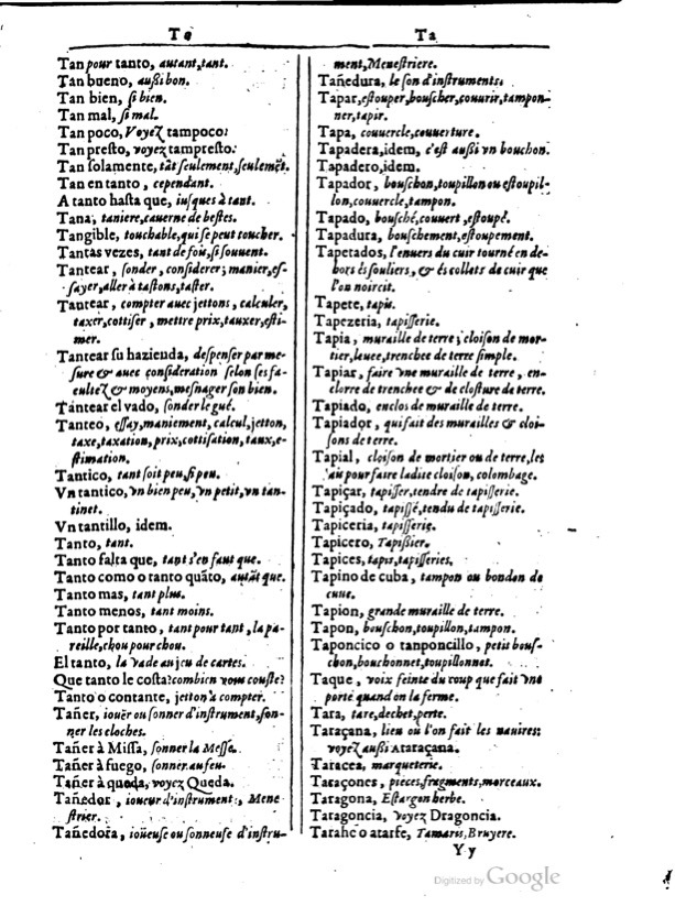 1616 - Veuve Marc Orry - Trésor des deux langues espagnole et française (Première et Seconde parties) - BM Lyon