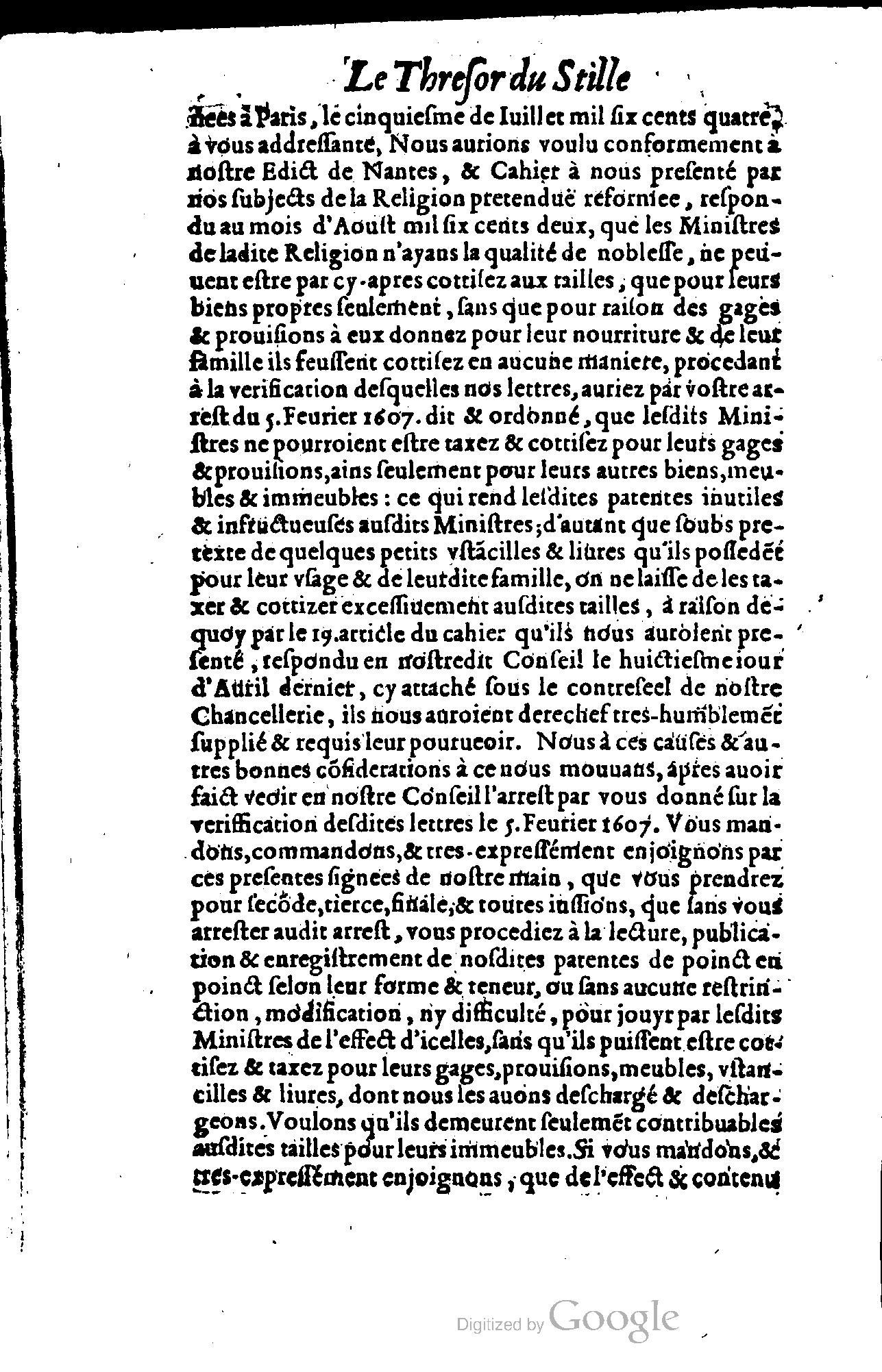 1614 - Jean Richer - Trésor du nouveau style et protocole de la chancellerie de France - BSB Munich