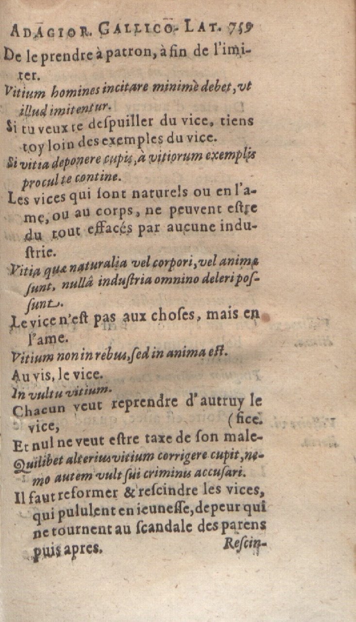 1612 - Dominicus Custos - Trésor des proverbes français  - Bibliopol-Olomuc