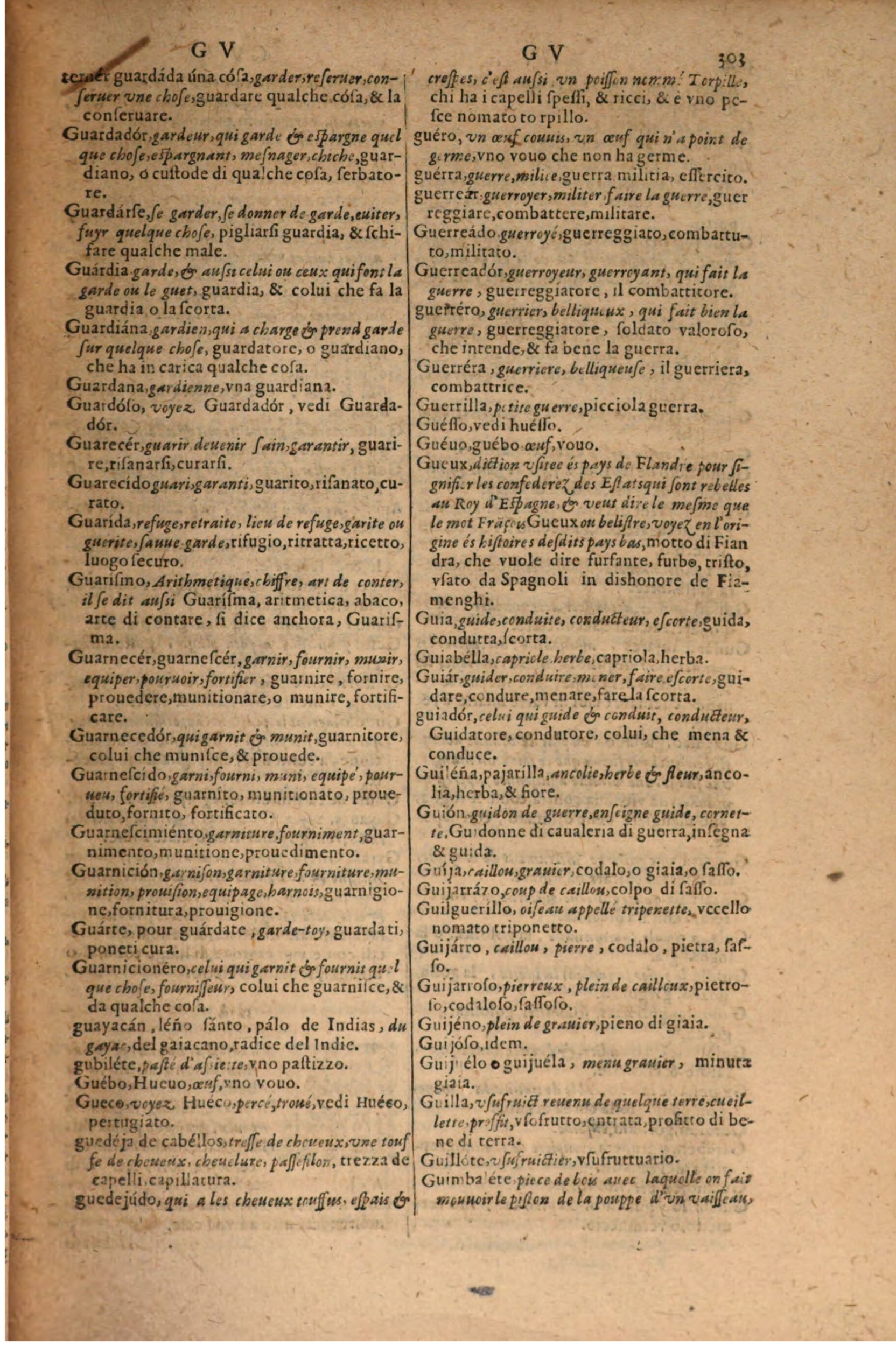 1606 - Samuel Crespin - Thresor des trois langues, francoise, italiene et espagnolle - BSB Munich