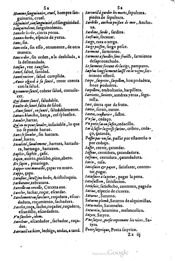 1621 - Adrian Tiffaine - Trésor des deux langues espagnole et française - BM Lyon