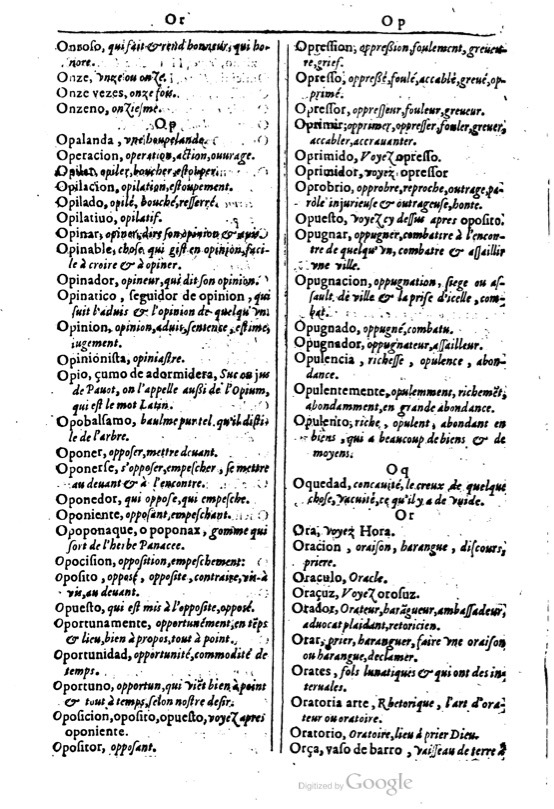 1616 - Veuve Marc Orry - Trésor des deux langues espagnole et française (Première et Seconde parties) - BM Lyon