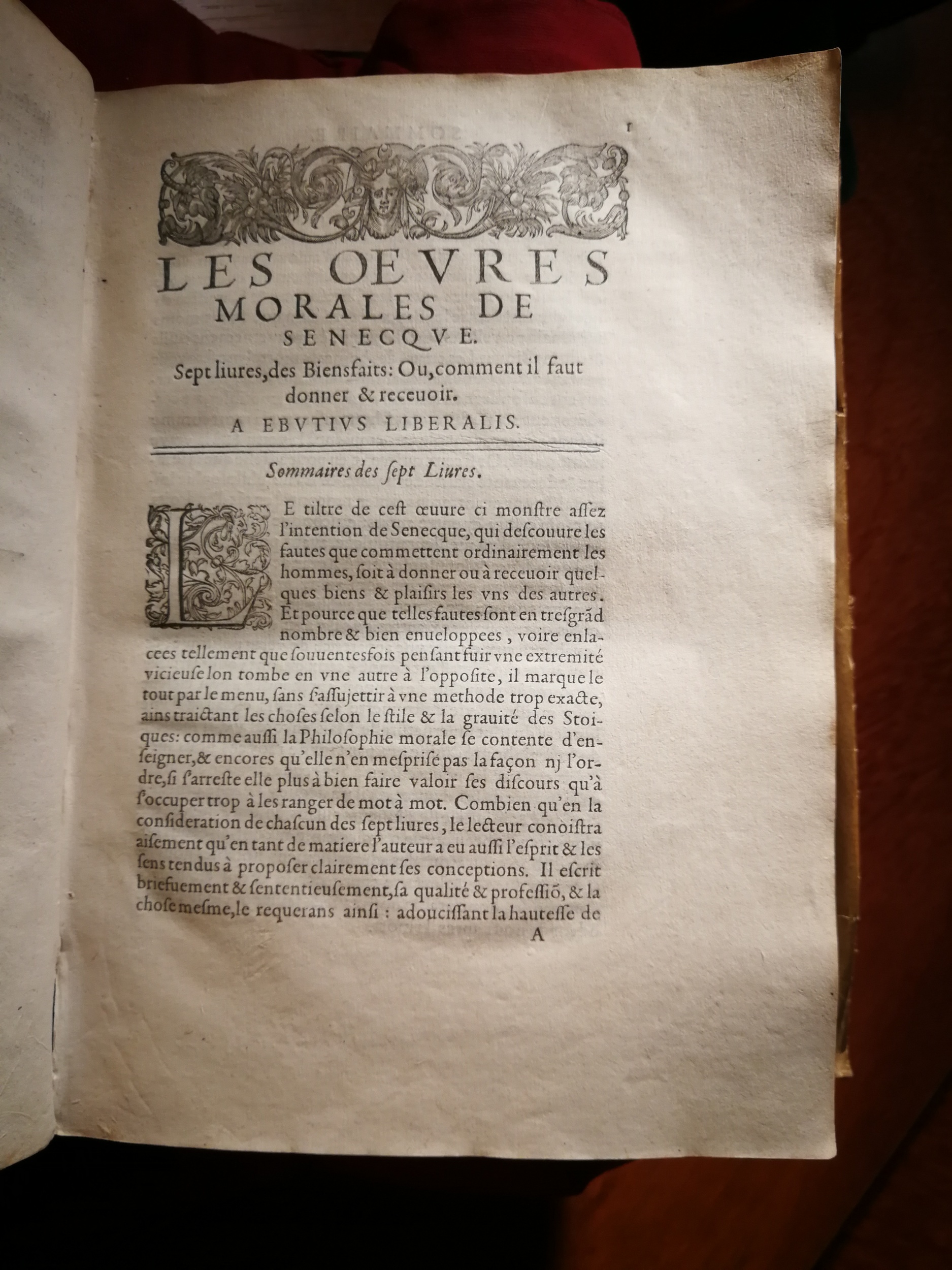 1595 - Jean Houzé - Œuvres morales et mêlées de Sénèque, Trésor de philosophie morale - T. 1 - BnF 1595 - Jean Houzé - Œuvres morales et mêlées de Sénèque, Trésor de philosophie morale - T. 1 - BnF
