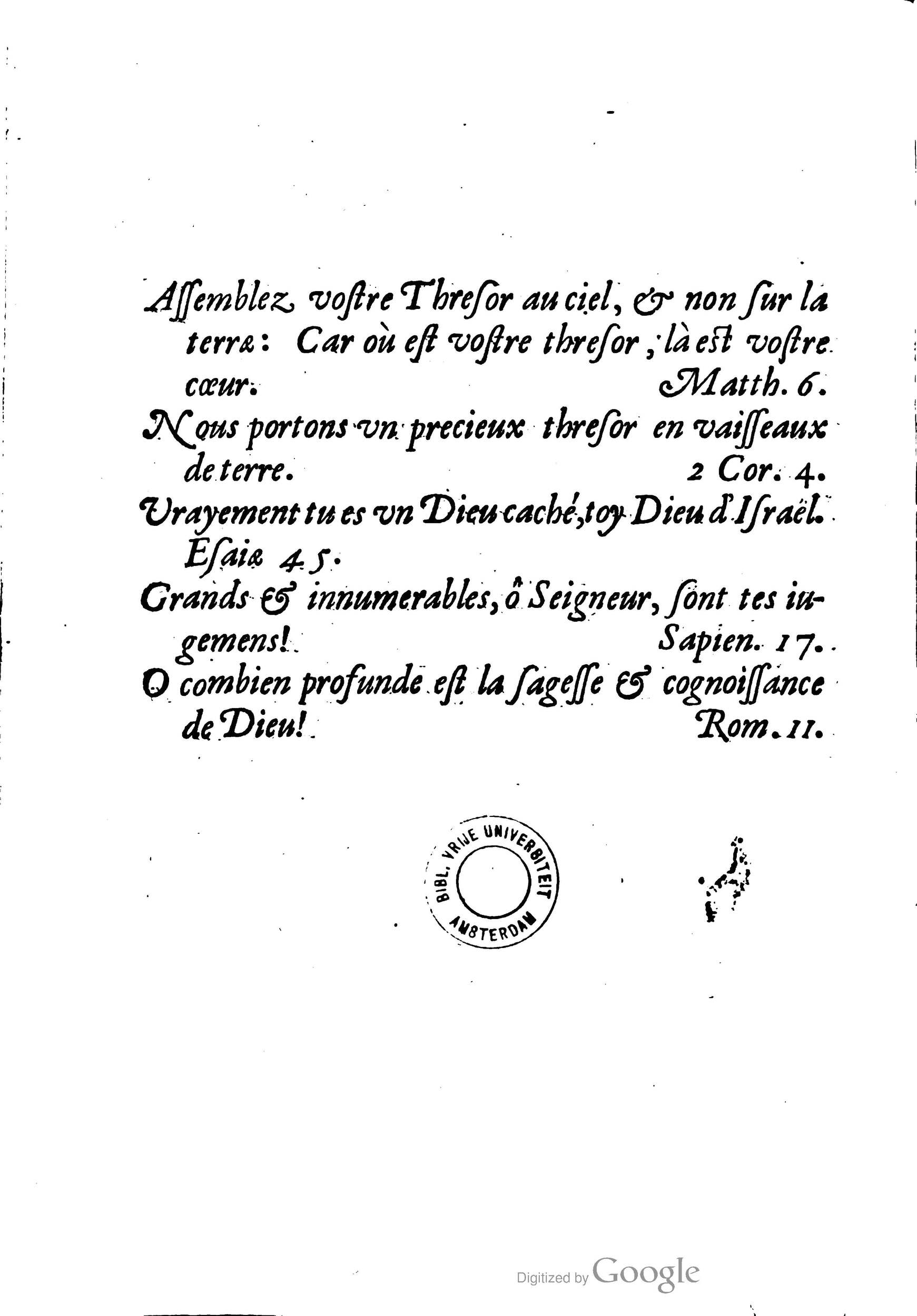 1581c. - Christophe Plantin - Le Livre des témoignages du Trésor caché au champ - Amsterdam 1581c. - Christophe Plantin - Le Livre des témoignages du Trésor caché au champ - Amsterdam