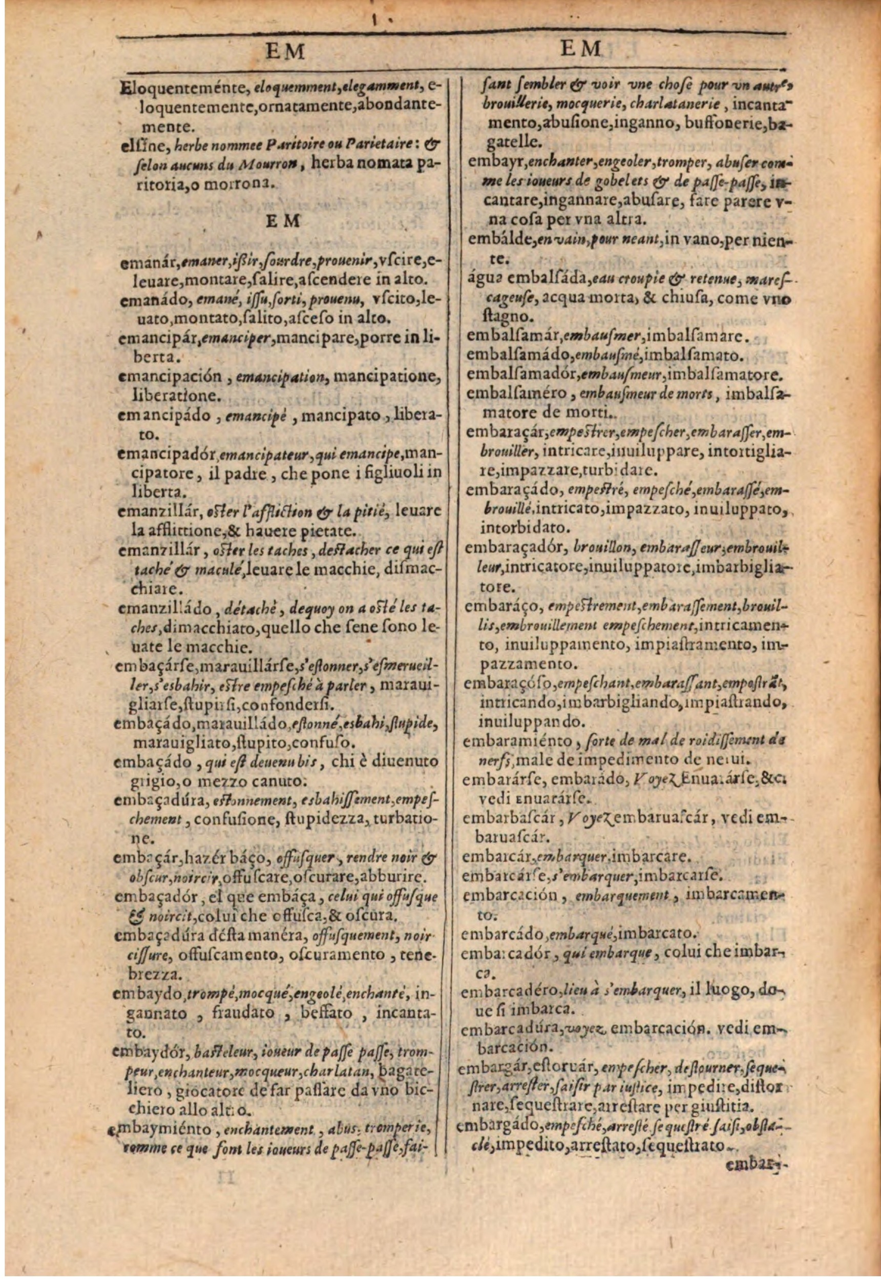 1609 - Philippe Albert et Alexandre Pernet - Trésor des trois langues française, italienne et espagnole (Première partie) - BSB Munich