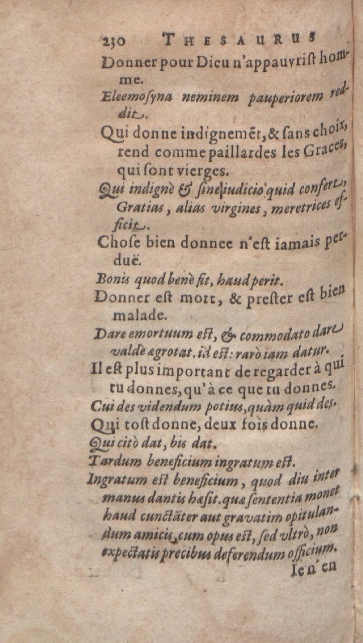 1612 - Dominicus Custos - Trésor des proverbes français  - Bibliopol-Olomuc