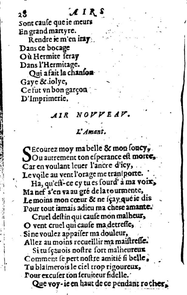 1606 - Théodore Reinsart - Trésor des chansons amoureuses recueillies des plus excellents airs de cour - Livre I - NK ČR Prague 1606 - Théodore Reinsart - Trésor des chansons amoureuses recueillies des plus excellents airs de cour - Livre I - NK ČR Prague