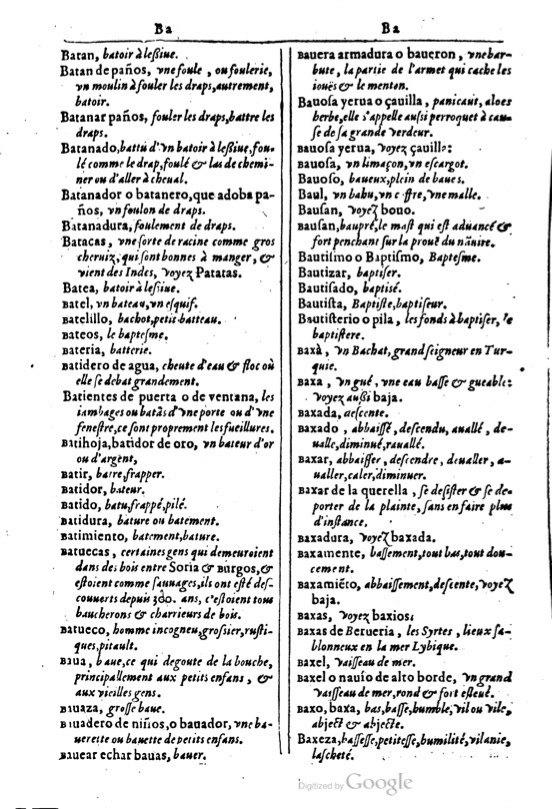 1616 - Veuve Marc Orry - Trésor des deux langues espagnole et française (Première et Seconde parties) - BM Lyon