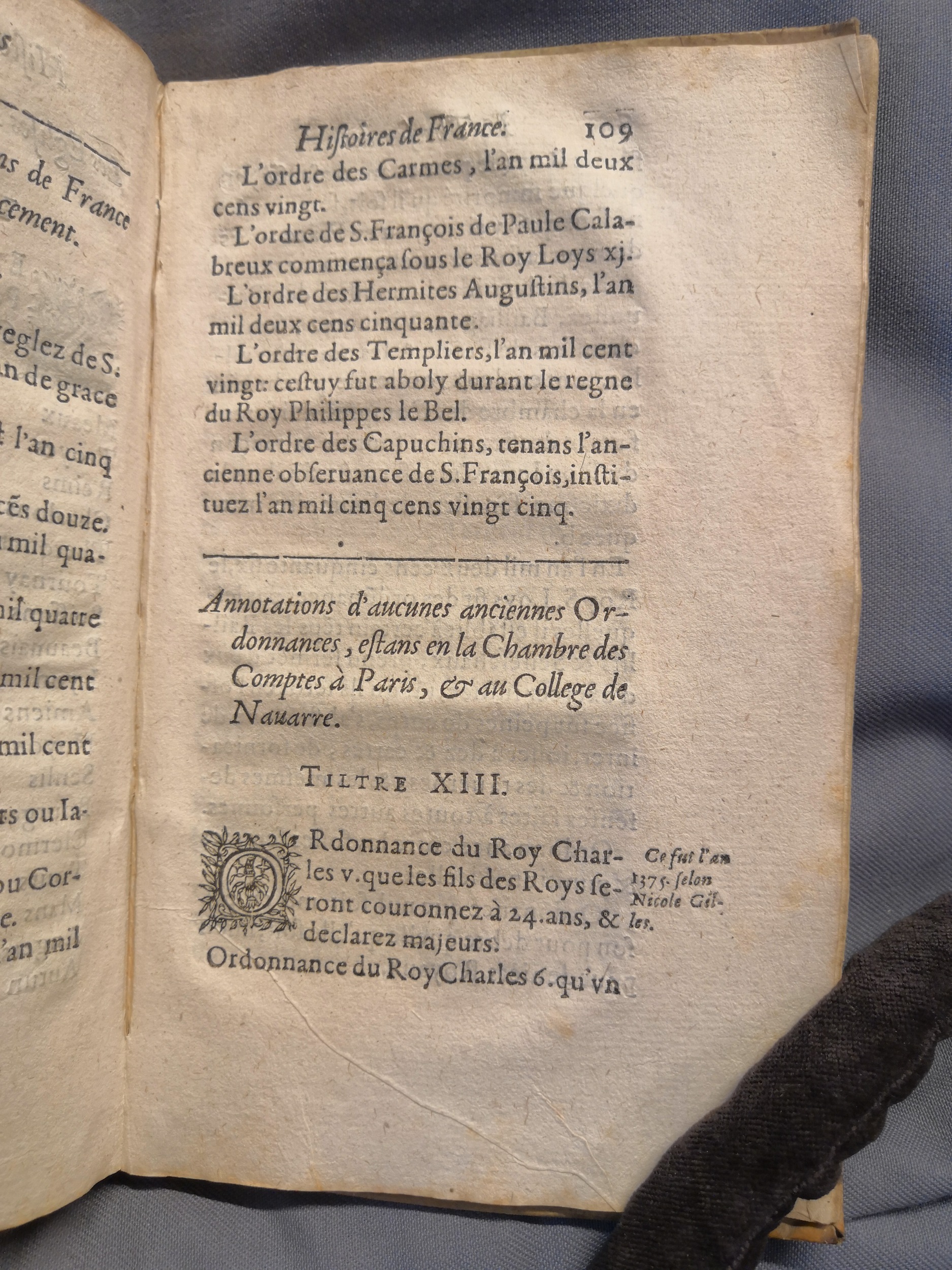 1614 - Jean Corrozet - Trésor des histoires de France - Amsterdam
