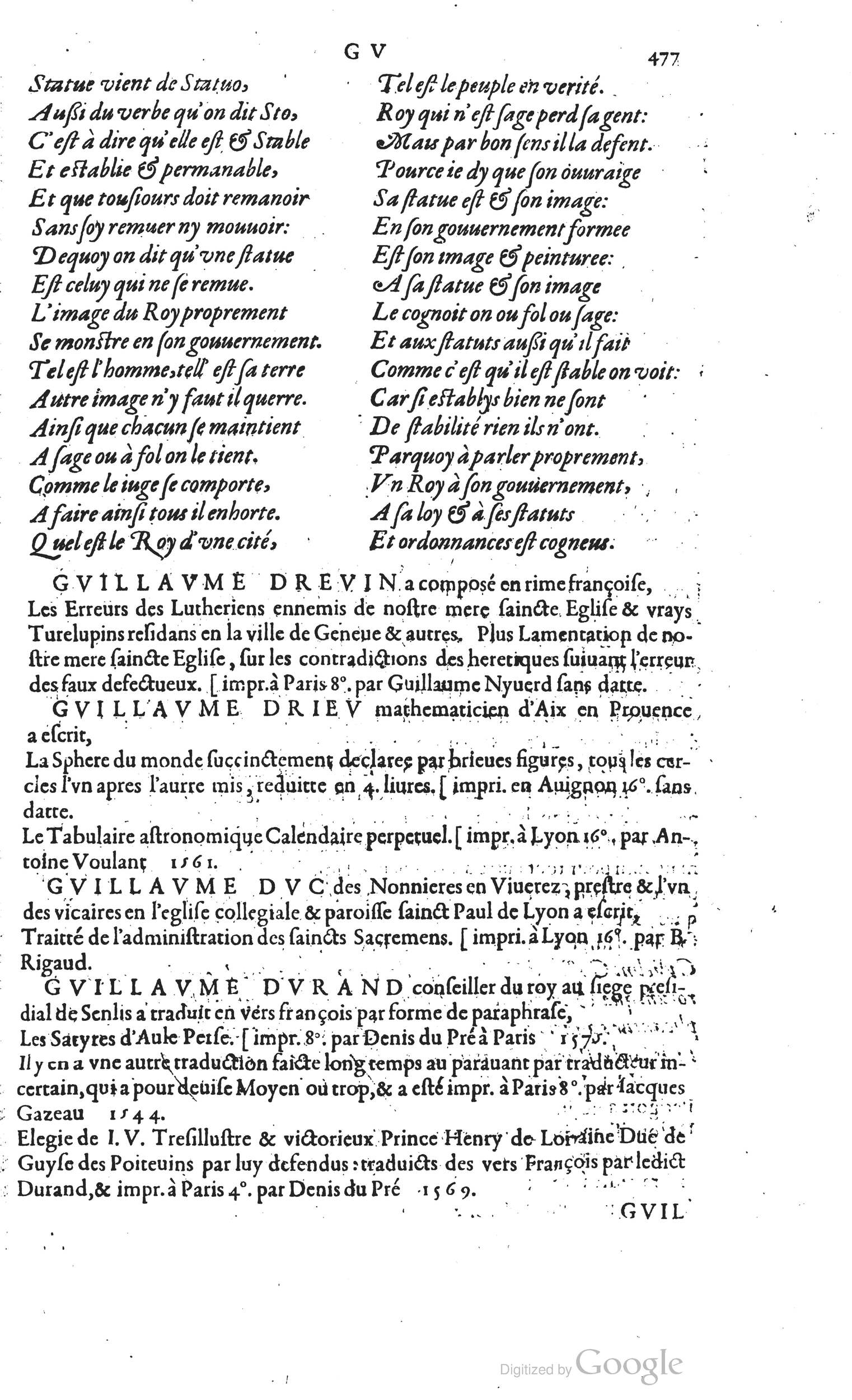 1585 - Barthélemy Honorat - Bibliothèques françaises - BSB Munich