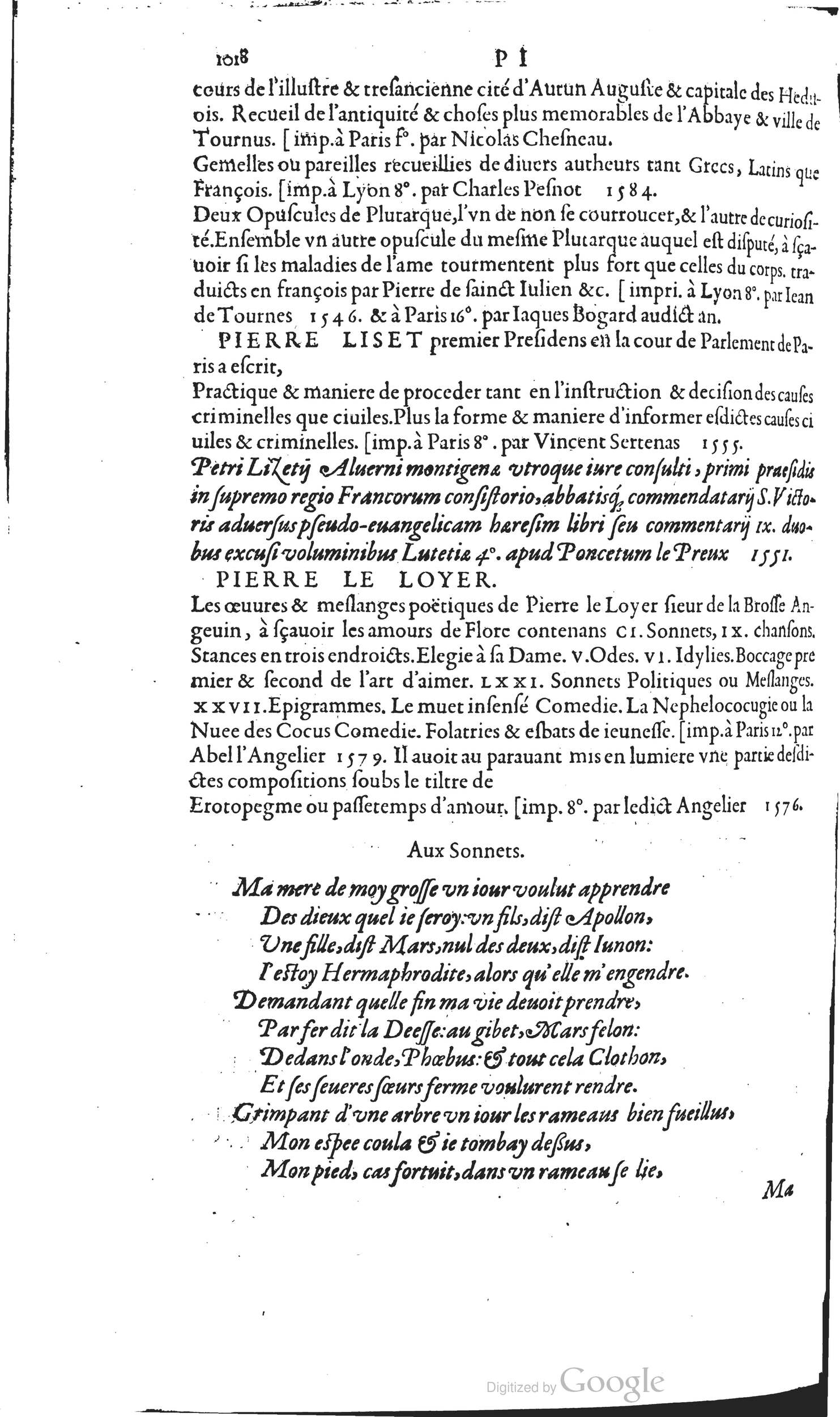 1585 - Barthélemy Honorat - Bibliothèques françaises - BSB Munich