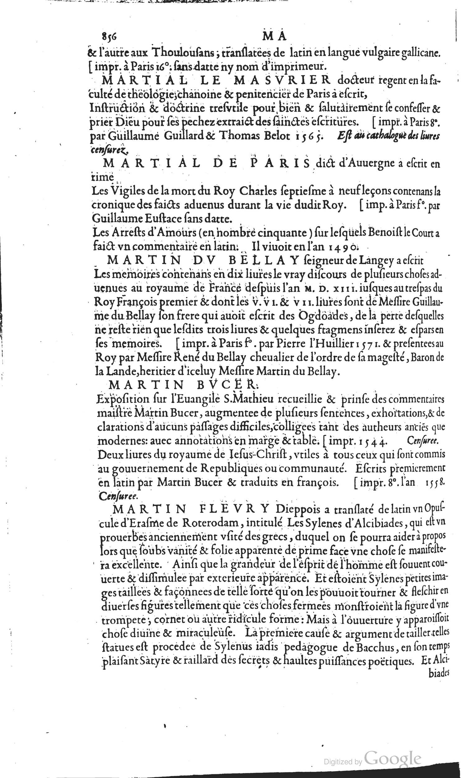 1585 - Barthélemy Honorat - Bibliothèques françaises - BSB Munich