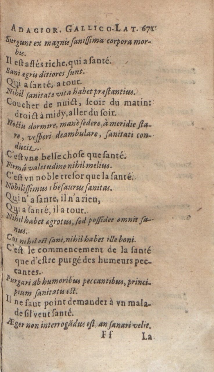 1612 - Dominicus Custos - Trésor des proverbes français  - Bibliopol-Olomuc