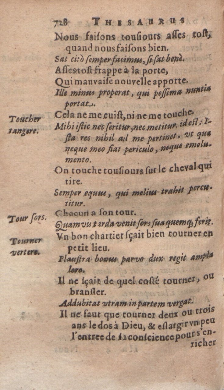 1612 - Dominicus Custos - Trésor des proverbes français  - Bibliopol-Olomuc