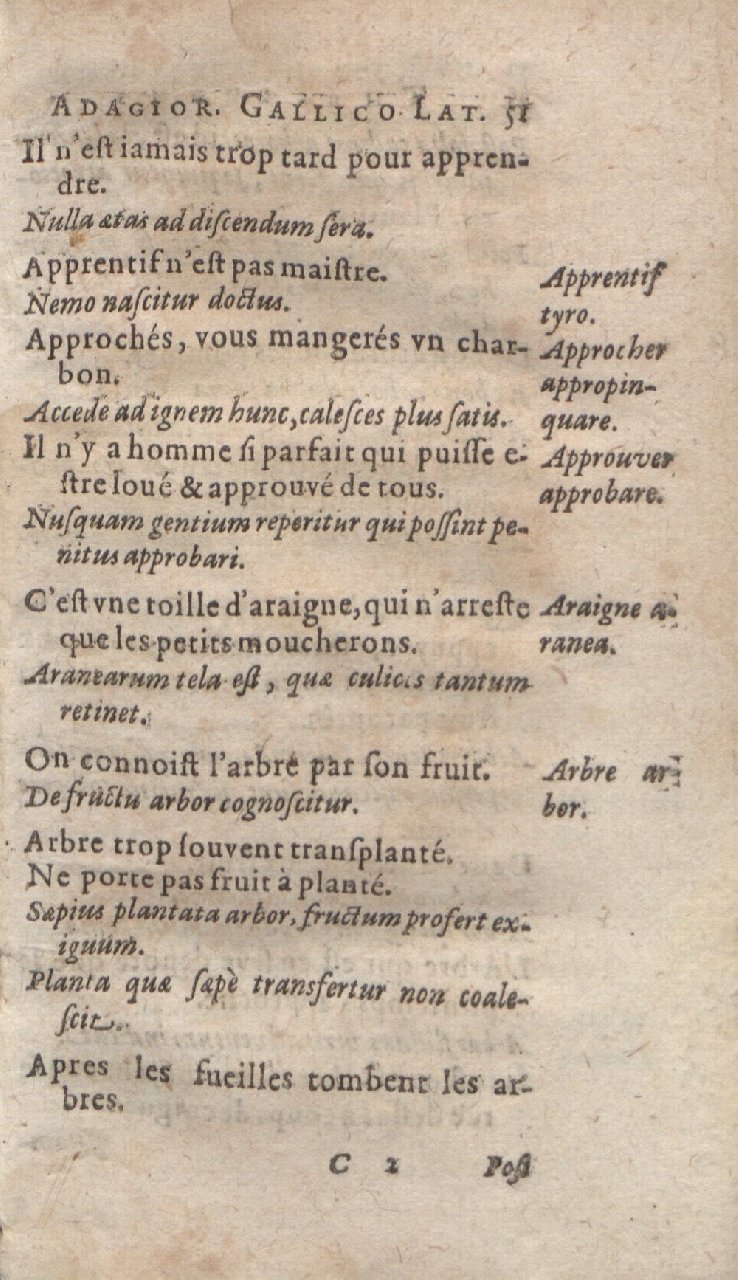 1612 - Dominicus Custos - Trésor des proverbes français  - Bibliopol-Olomuc