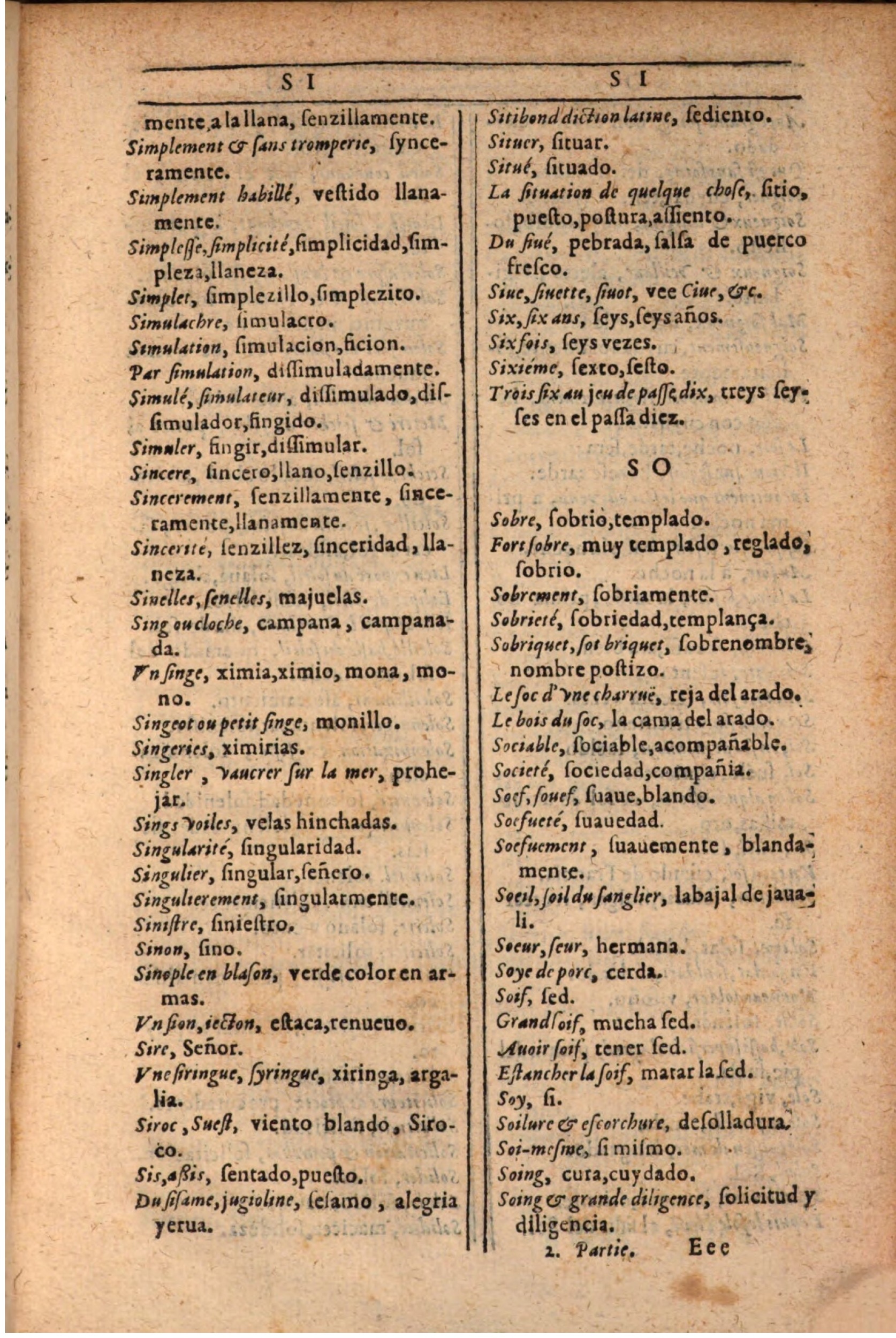 1607 - Marc Orry - Trésor des deux langues espagnole et française (Seconde partie) - BSB Munich