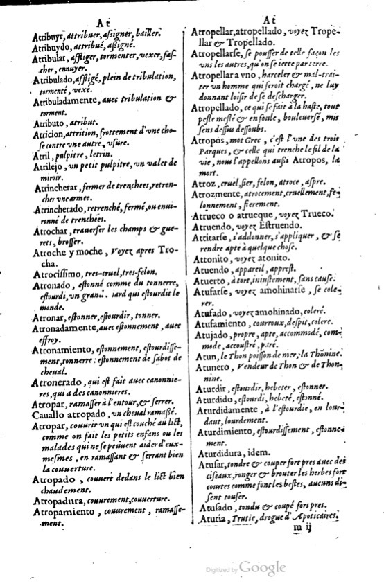 1621 - Adrian Tiffaine - Trésor des deux langues espagnole et française - BM Lyon