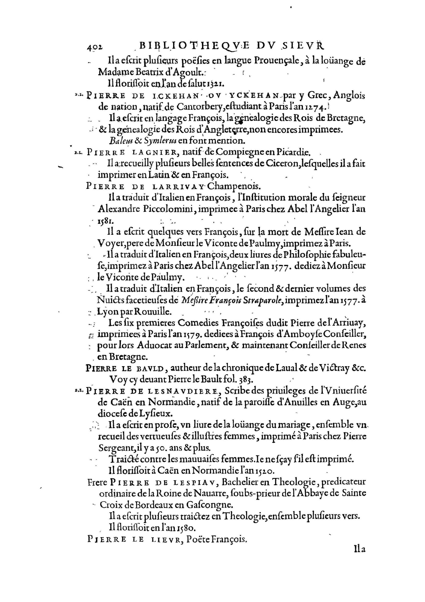 1584 - Abel L&#039;Angelier - Bibliothèques françaises - BnF