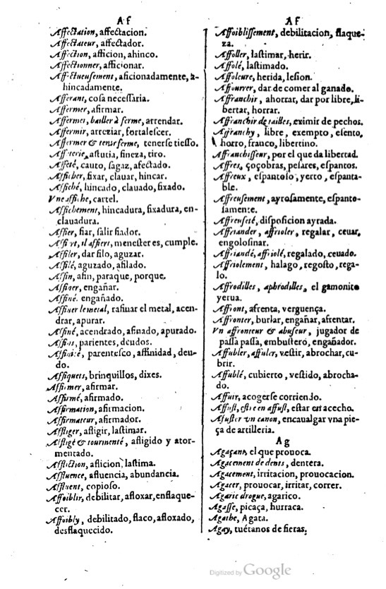 1621 - Adrian Tiffaine - Trésor des deux langues espagnole et française - BM Lyon