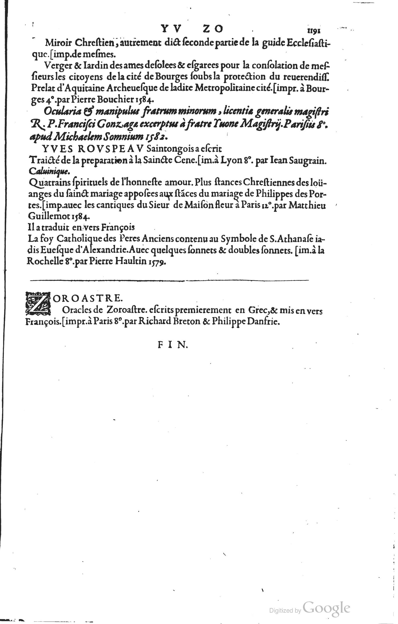 1585 - Barthélemy Honorat - Bibliothèques françaises - BSB Munich